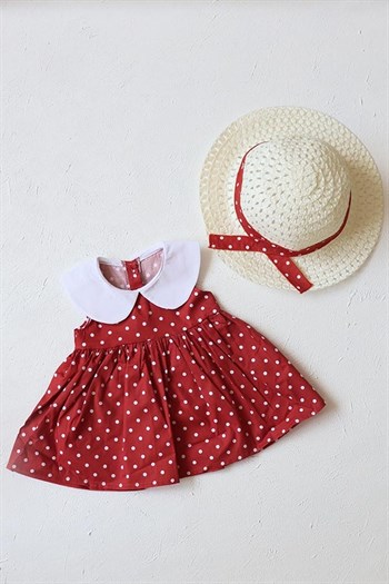 Kiremit Renkli Şapkalı Bebek Takım Elbise