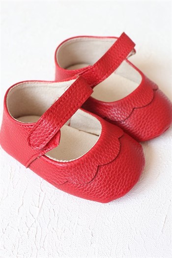 Kırmızı Renkli Babet Bebek Makosen Ayakkabı