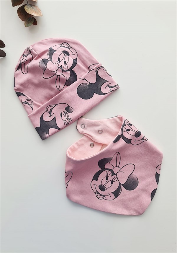 Minnie Mouse Desenli Bebek Bere- Boyunluk Özel Set