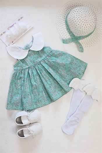 Mint Renkli Şapkalı Bebek Takım Elbise Seti