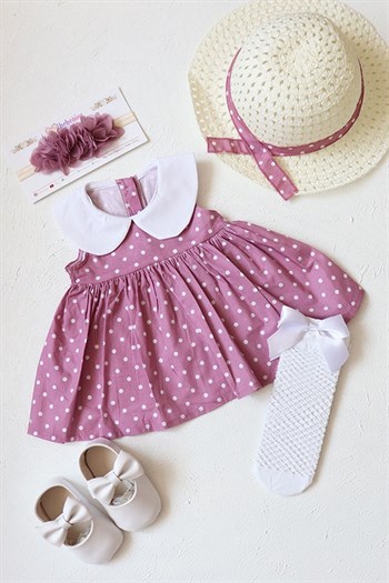Pembe Renkli Şapkalı Bebek Takım Elbise Seti