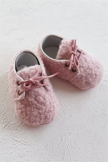 Pembe Renkli Tüylü Bebek Teddy Makosen Ayakkabı