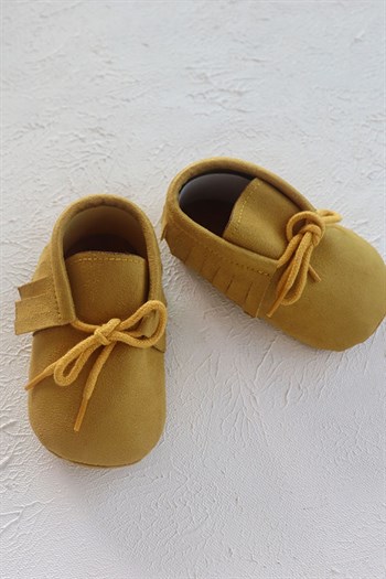 Sarı Renkli Süet Bebek Makosen Ayakkabı