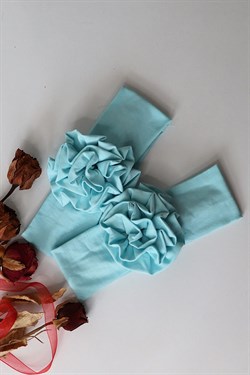 Açık Mavi Renkli Çiçek Bandana