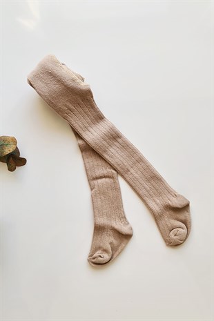 Bej Renkli, Fitilli Kız Bebek Külotlu Çorap