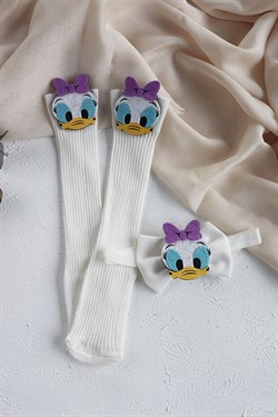 Daisy Duck Figürlü Dizaltı Çorap ve Bant Takımı