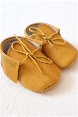 Hardal Sarısı Renkli Nubuk Bebek Makosen Ayakkabı