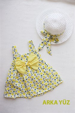Limon Desenli Askılı ve Şapkalı Bebek Takım Elbise