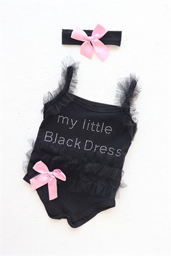 Pembe Fiyonk My Little Black Dress Askılı Bebek Zıbın Takım