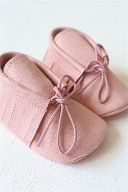 Pembe Renkli Süet Bebek Makosen Ayakkabı