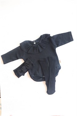 Siyah Renkli Bebek Uzun Kollu Zıbın Takımı