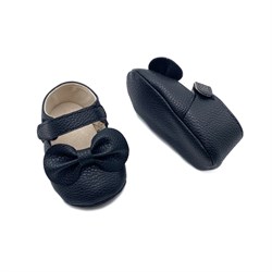 Siyah Renkli Fiyonklu Bebek Babet Makosen Ayakkabı