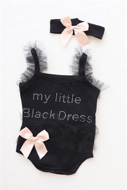 Somon Fiyonk My Little Black Dress Askılı Bebek Zıbın Takım