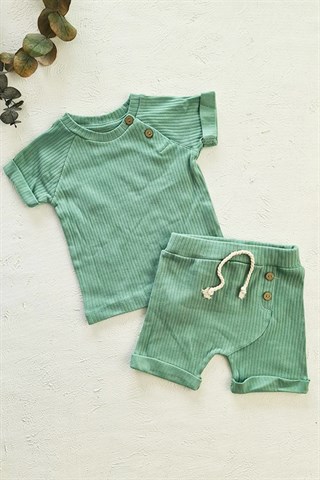 Yeşil Renkli Fitilli Erkek Bebek Alt Üst Takım